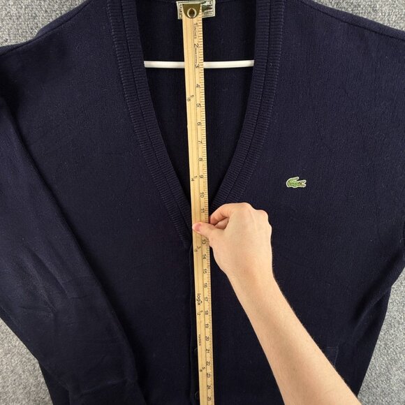 VTG Chemise Lacoste XL Cardigan Men Sweater Navy Blue Buttons Knit Acrylic - Picture 8 of 16